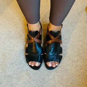 Elegant Black and Brown Women's Sandals